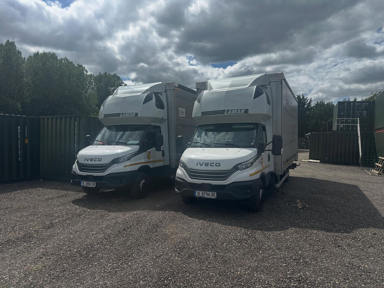 Space 4 Time Ltd Iveco trucks parked at the container storage yard