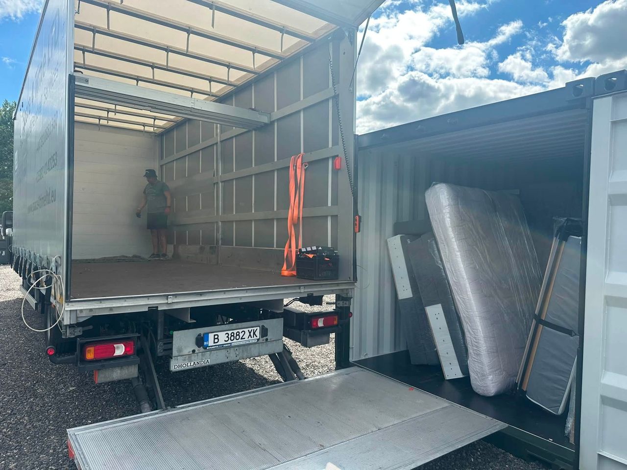Removal trucks and secure storage containers at the depot
