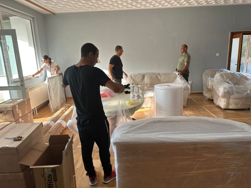 Careful packing of household items